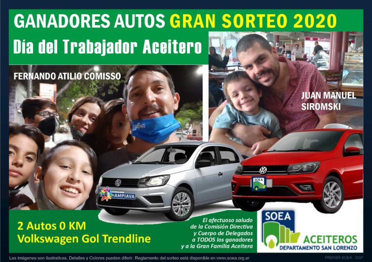 Los Ganadores de los Autos y Motocicletas 0KM Sorteo SOEA Día del Aceitero 2020